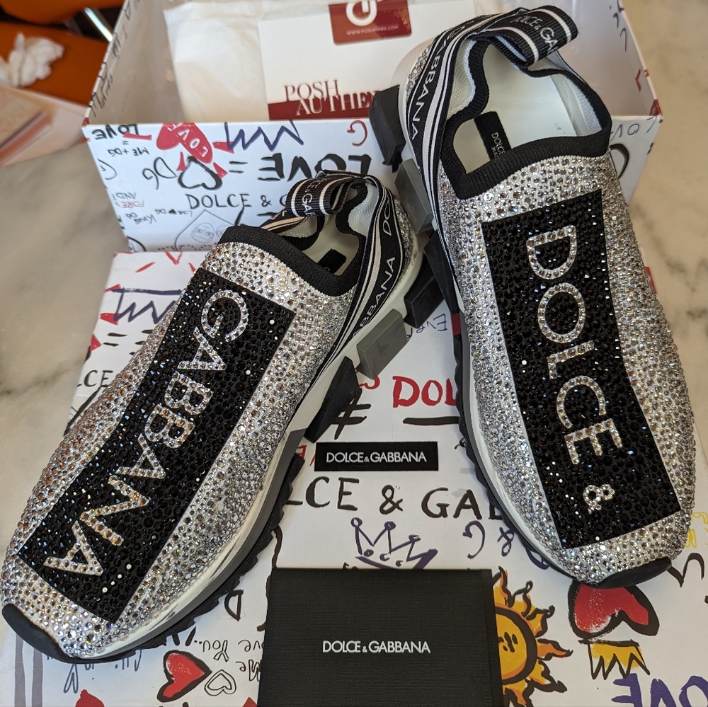 Dolce&Gabbana Sorrento Crystal-Embellished Knit Sneakers (size 39 Italian)